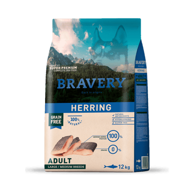 BRAVERY HERRING ADULT LARGE/MEDIUM BREED 12 KGS